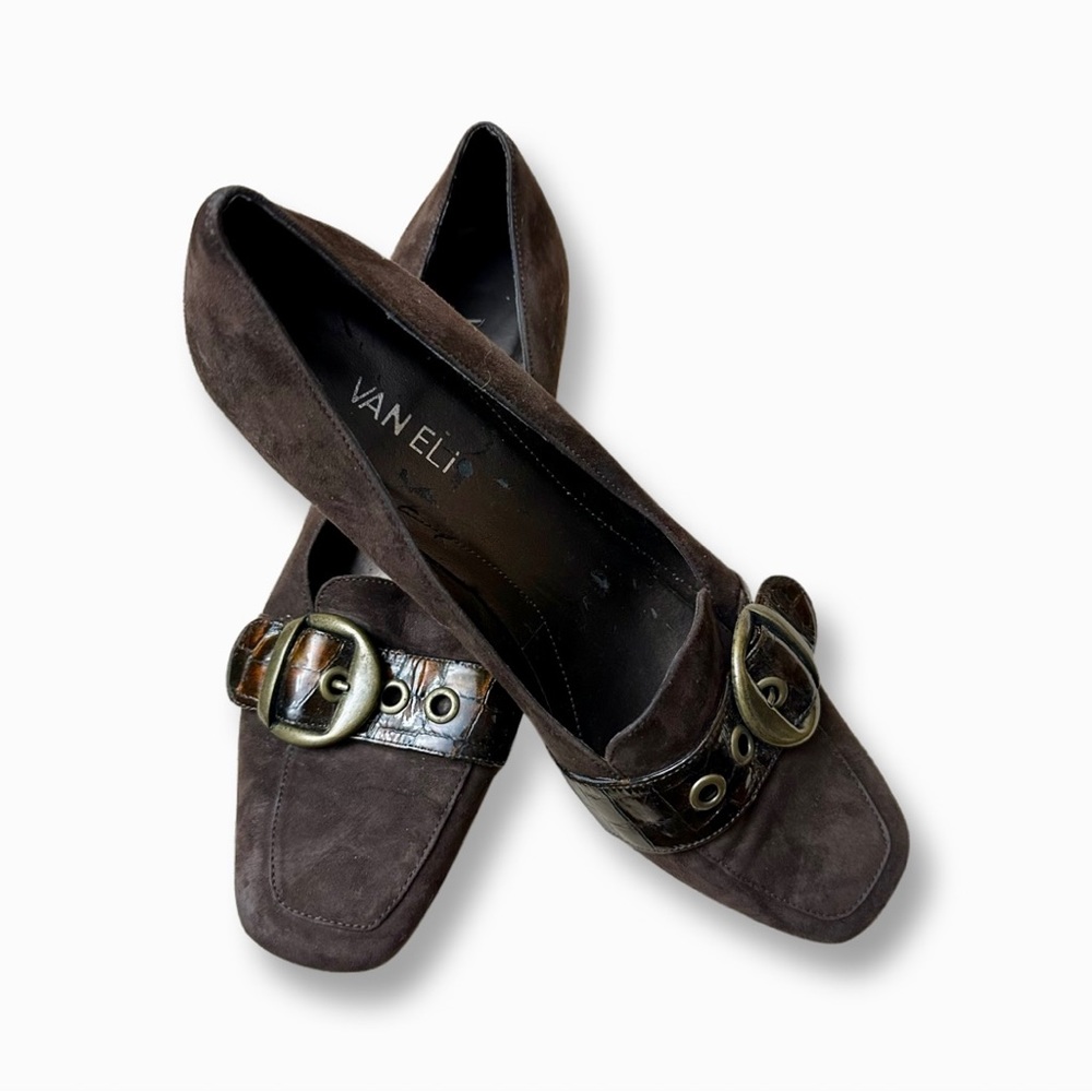 Vaneli Brown Suede Wedge Size 9.5